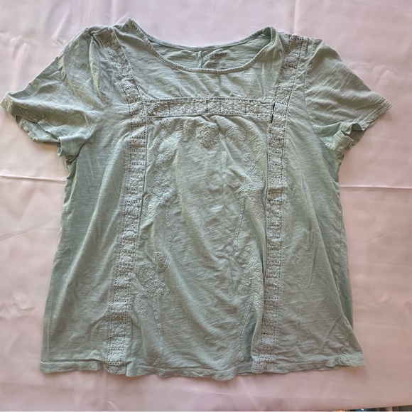 Lane Bryant Tops - Lane Bryant swing tee crochet detail short sleeve mint green shirt women’s 14/16